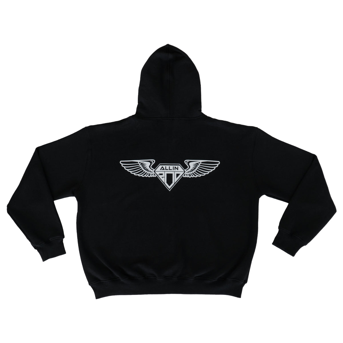 Bold Wings Oversize Zipper Hoodie Black