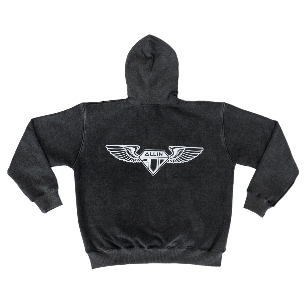 Bold Wings Oversize Zipper Hoodie Washed Grey