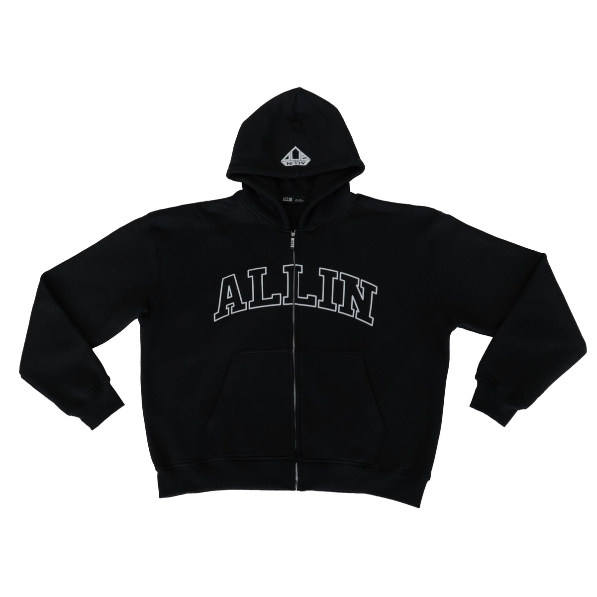 Bold Wings Oversize Zipper Hoodie Black