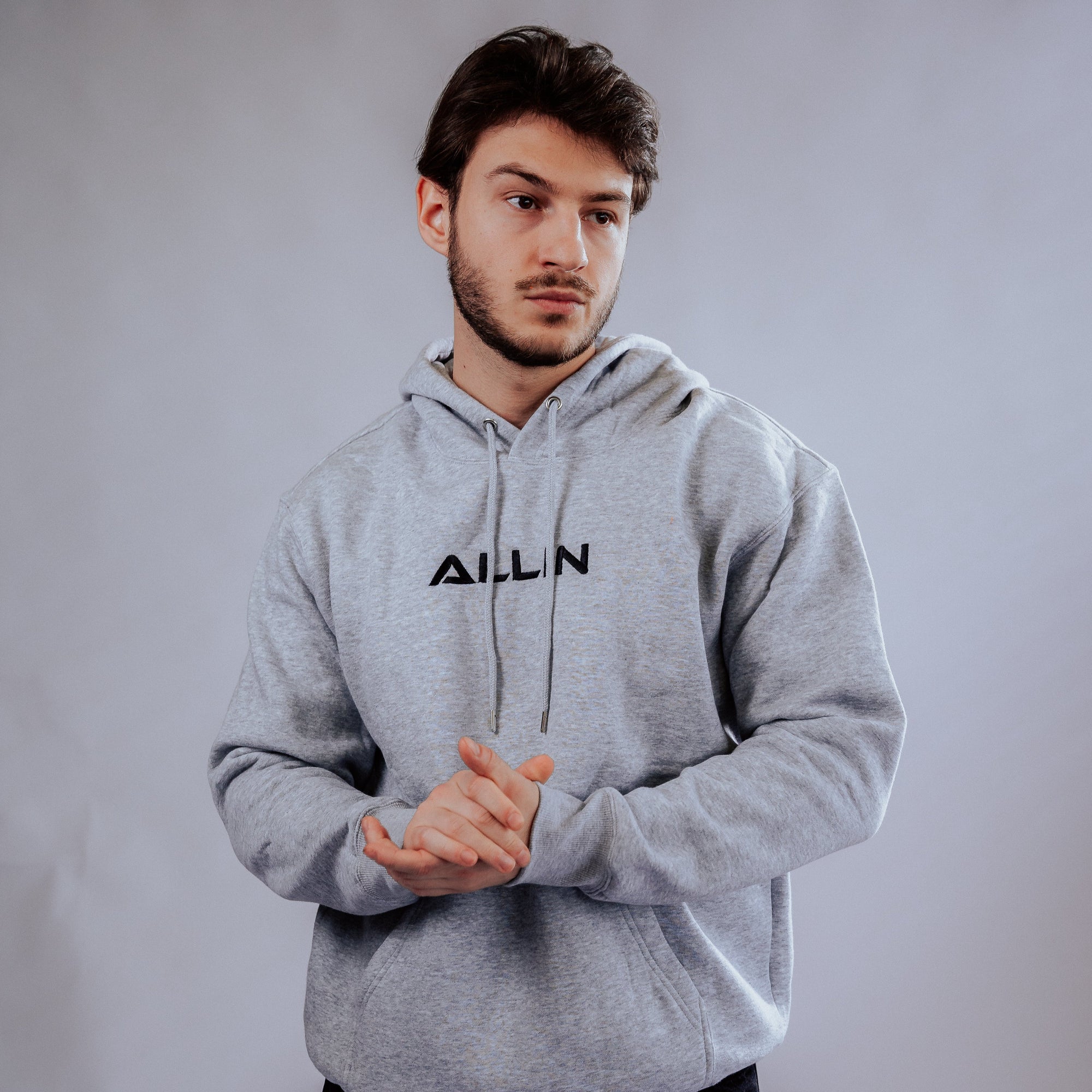 Embroidered Hoodie Grey