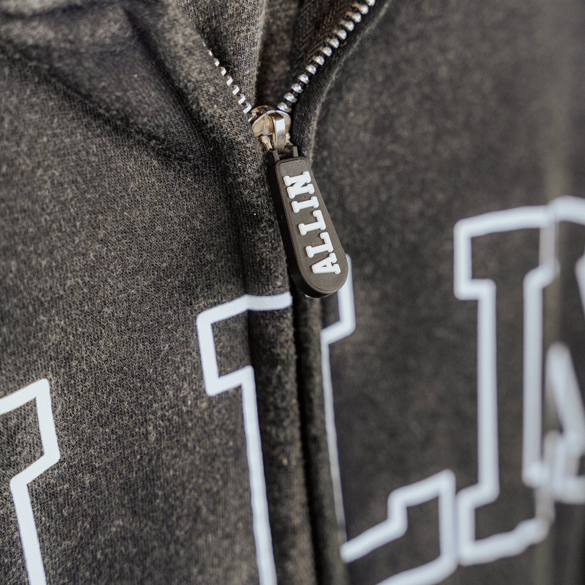 Bold Wings Oversize Zipper Hoodie Washed Grey