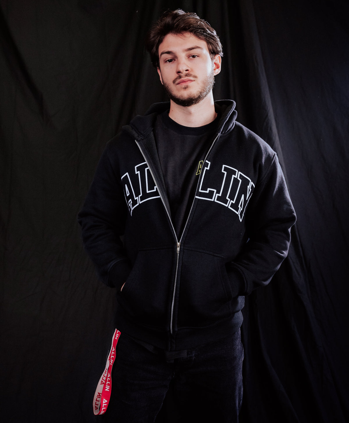 Bold Wings Oversize Zipper Hoodie Black