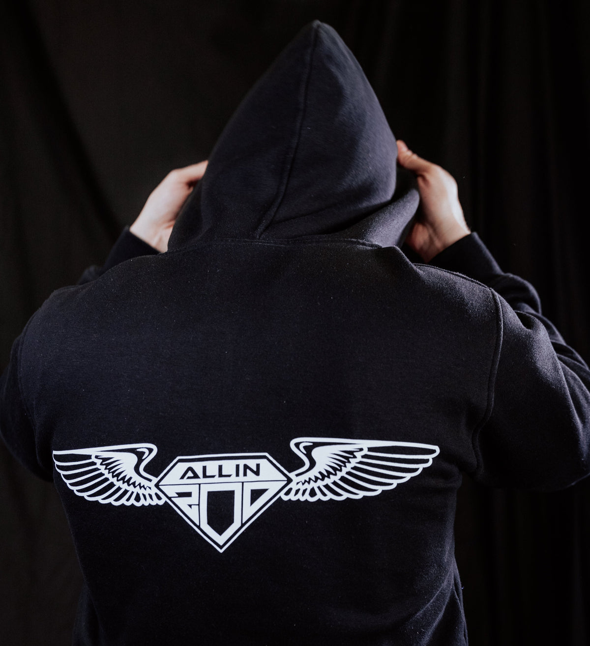 Bold Wings Oversize Zipper Hoodie Black