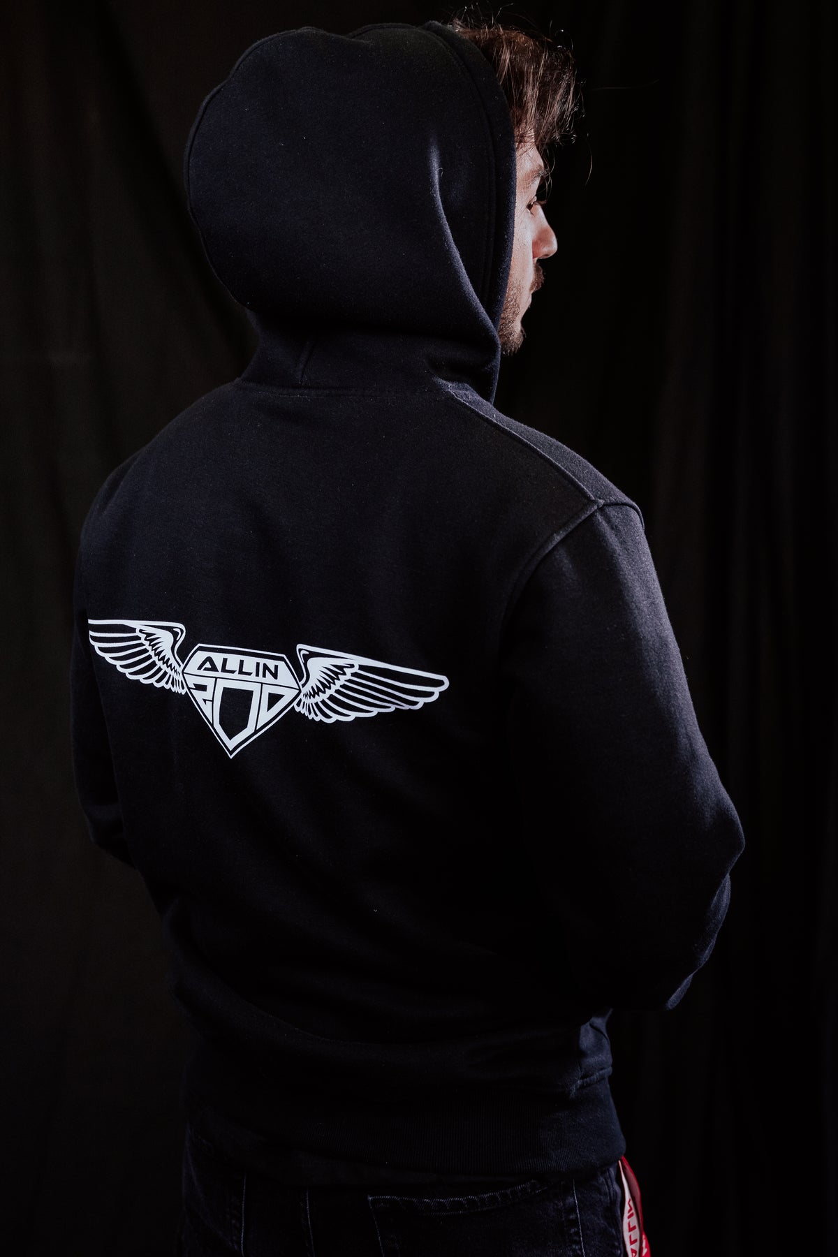 Bold Wings Oversize Zipper Hoodie Black